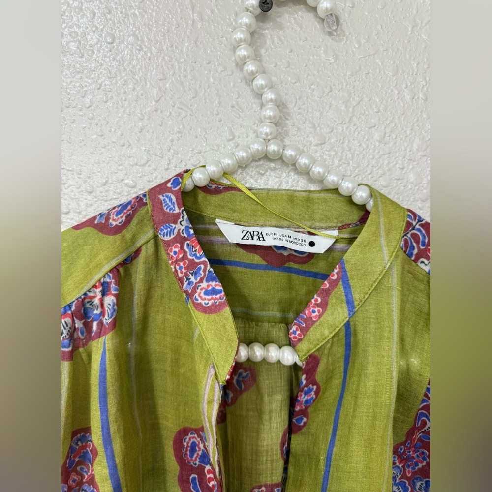 Zara Gulli Ramie Blouse Size M - Picture 3 of 10